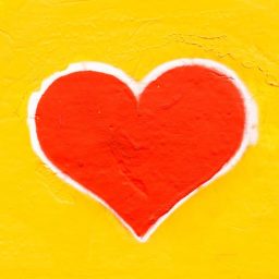 Picture of a heart on a yellow background.